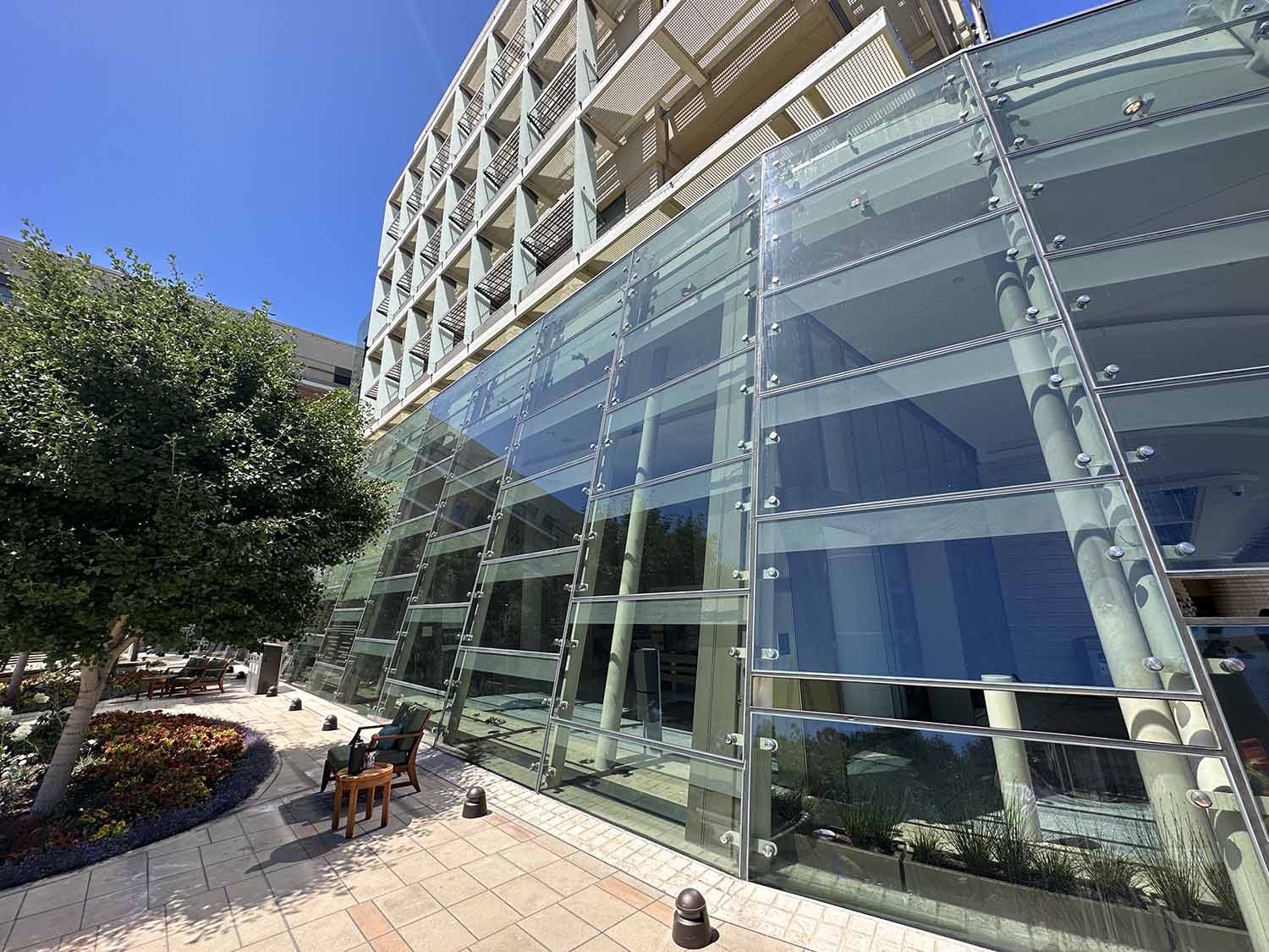 Exterior Window Film for a Palo Alto Children's Hospital. 3M Exterior Window Film, Installed by ClimatePro.