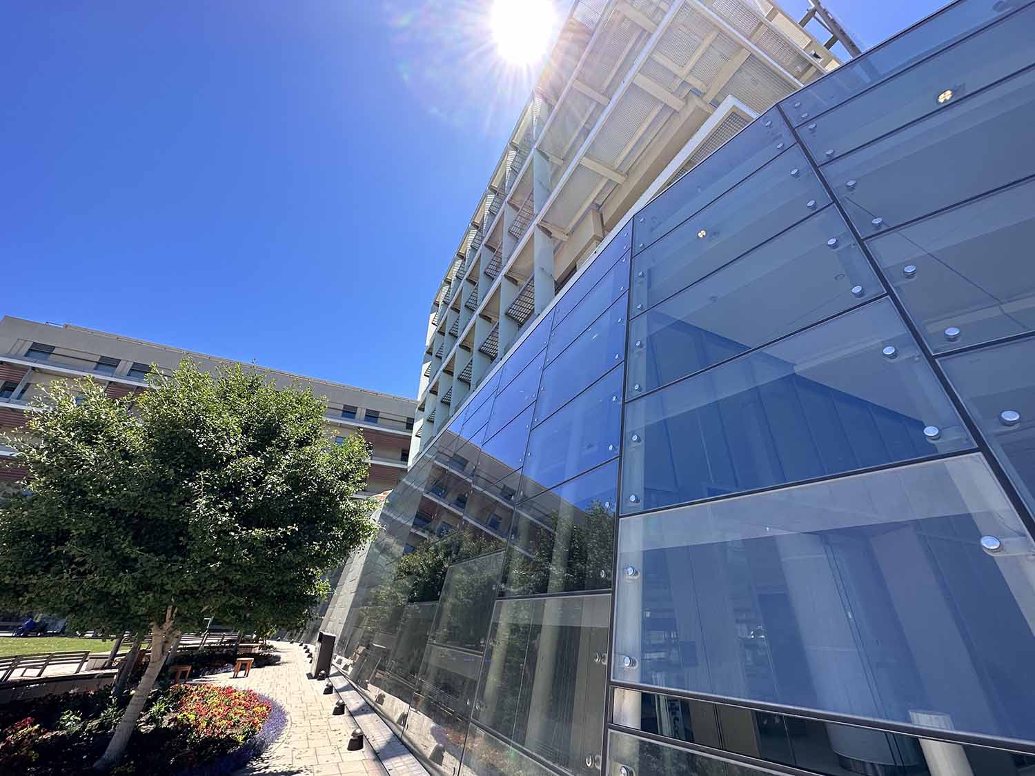 Exterior Window Film for a Palo Alto Children's Hospital. 3M Exterior Window Film, Installed by ClimatePro.