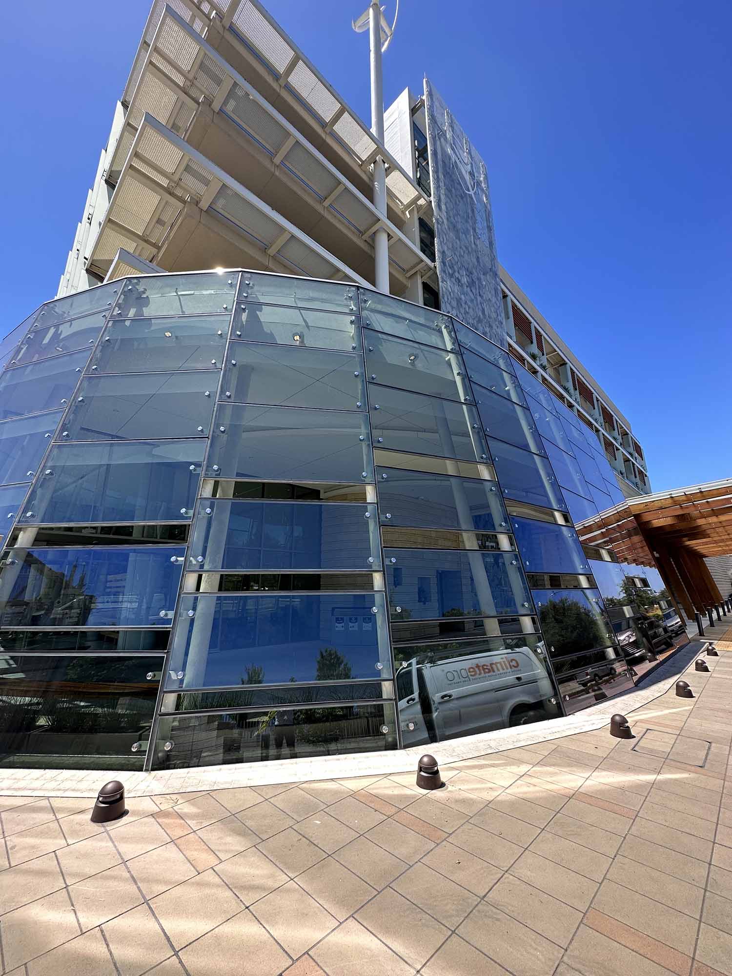 Exterior Window Film for a Palo Alto Children's Hospital. 3M Exterior Window Film, Installed by ClimatePro.