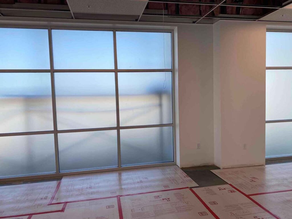Decorative Privacy Window Film for an American Canyon Business. Installed by ClimatePro.