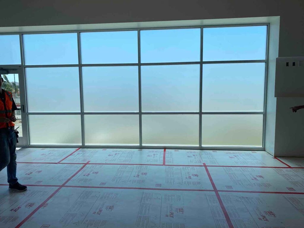 Decorative Privacy Window Film for an American Canyon Business. Installed by ClimatePro.