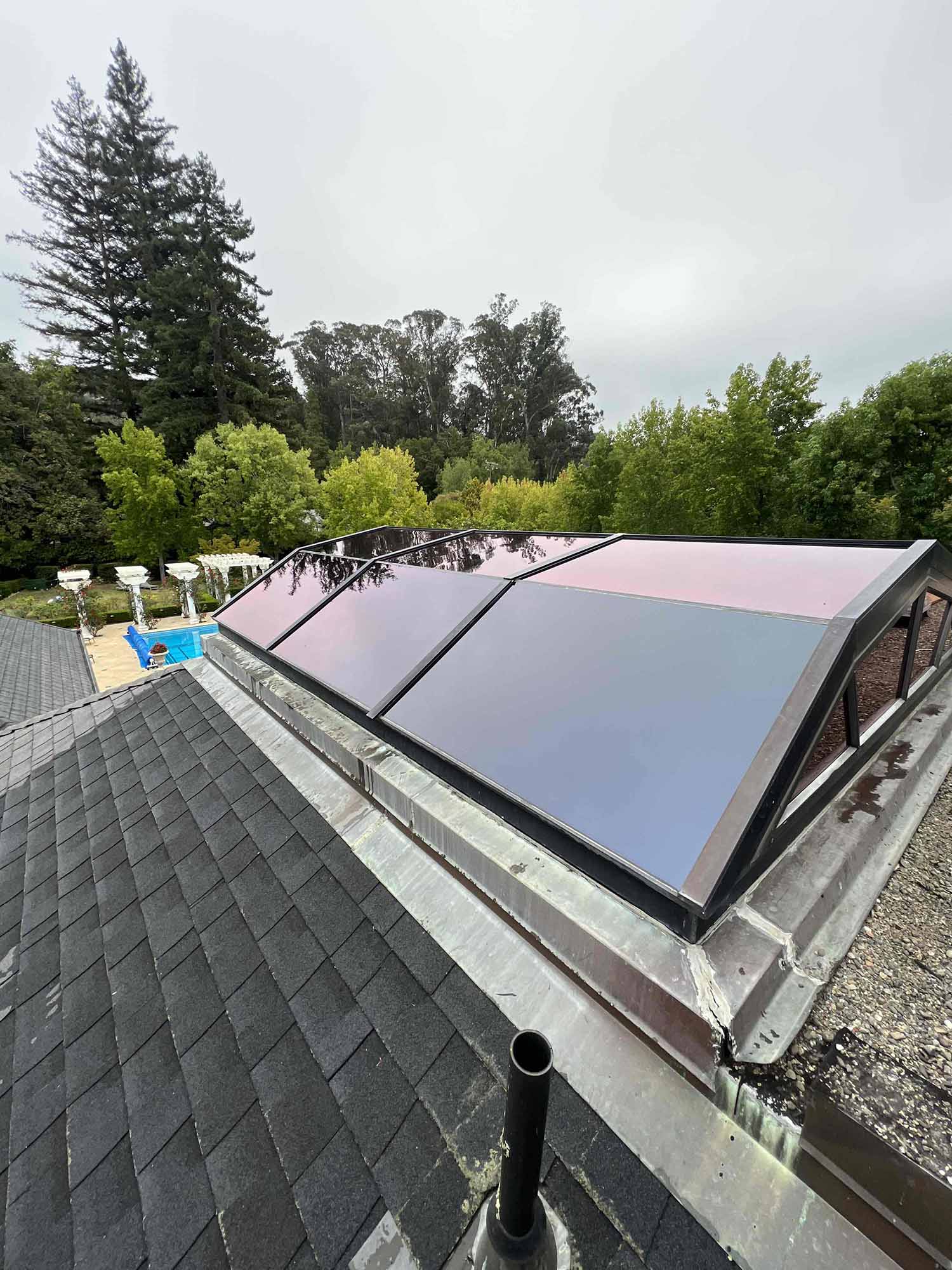 Exterior Window Film for Skylights in a San Rafael, CA Home, installed by ClimatePro. Get a free estimate in the San Francisco Bay Area today.