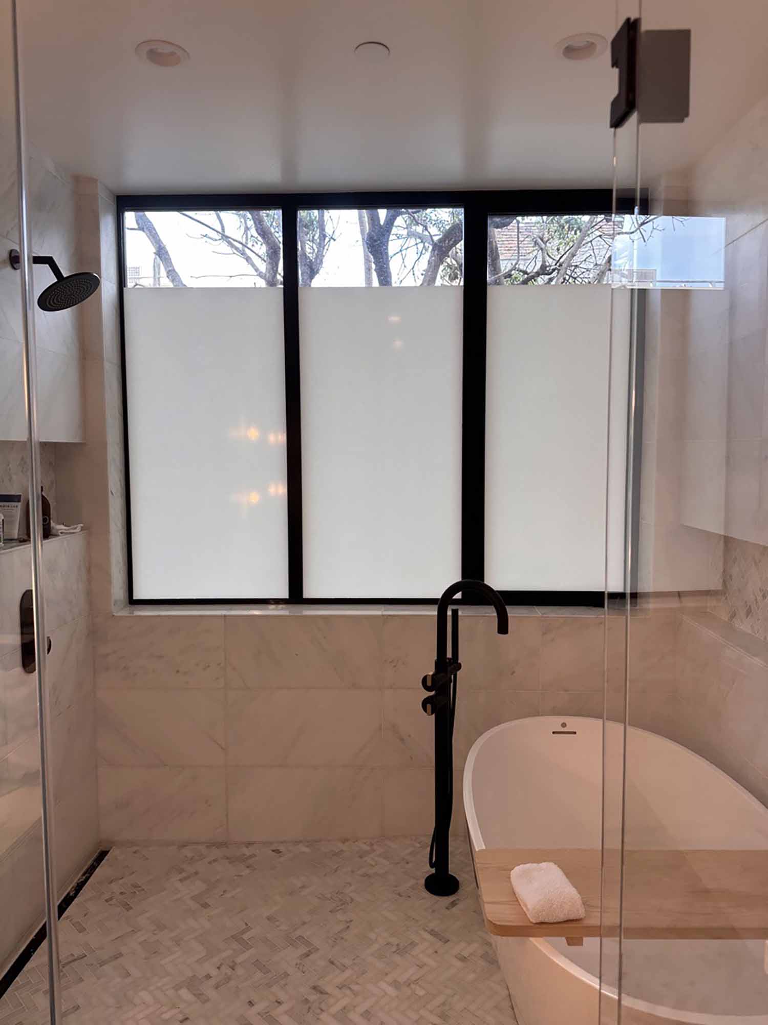 10 Examples of Frosted Window Film in Bay Area Bathrooms. Get a free estimate from ClimatePro in the San Francisco Bay Area.